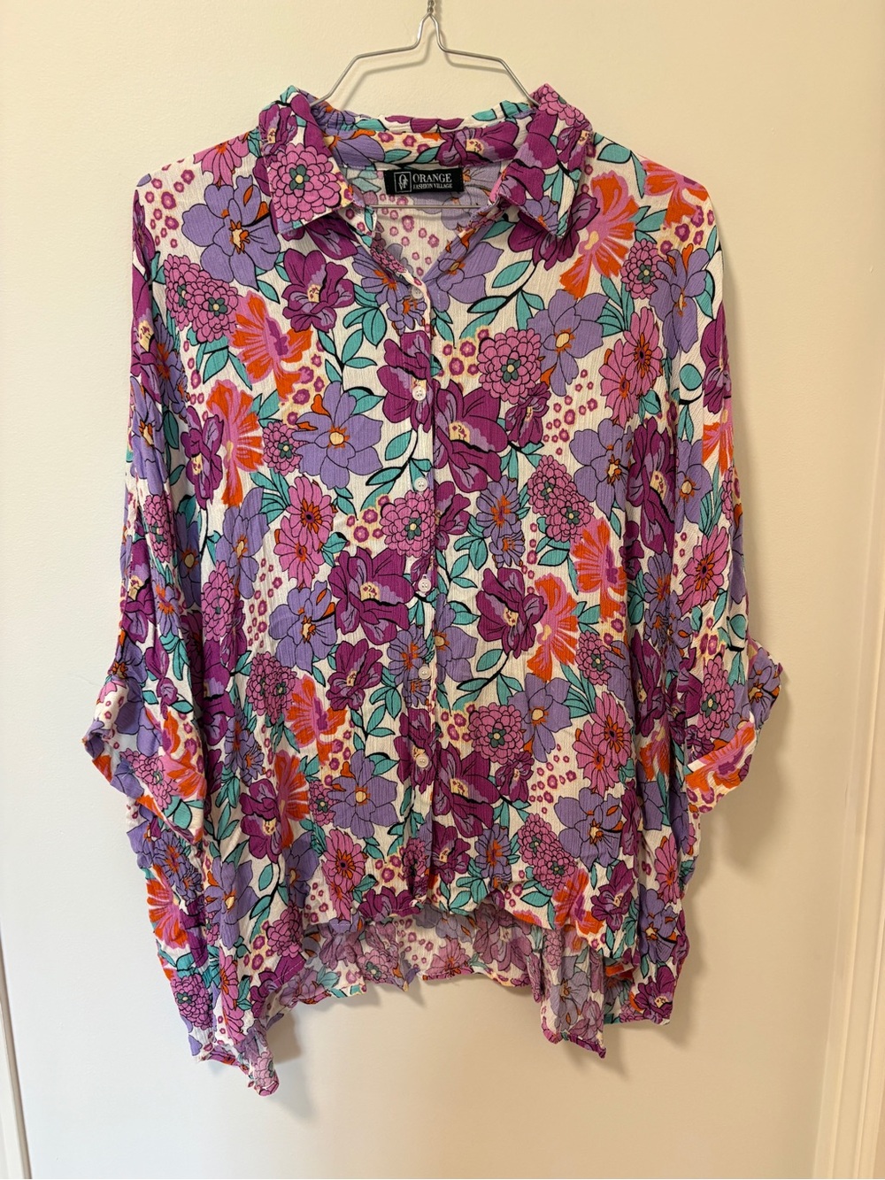 Floral Button Up Shirt Blouse 70’s style colourful dopamine dressing oversized